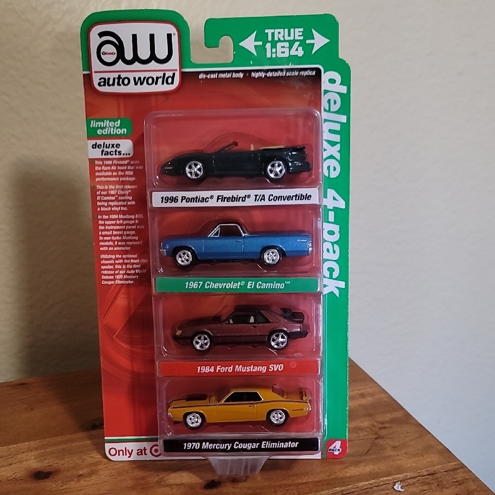 Toy Car Set - Black, Blue, Red, Yellow Cars